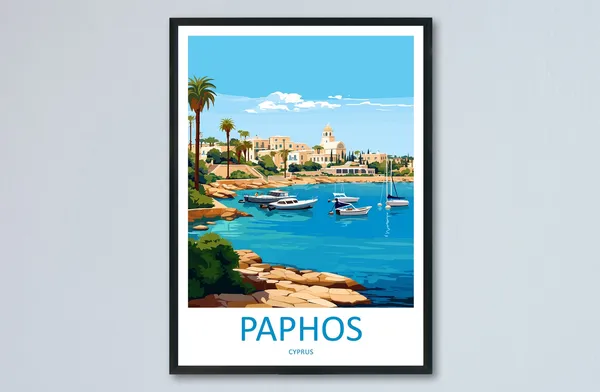 Paphos Travel Print, Cyprus Travel Poster