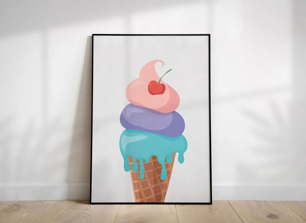 Ice Cream Art Print, Girl Nursery Decor