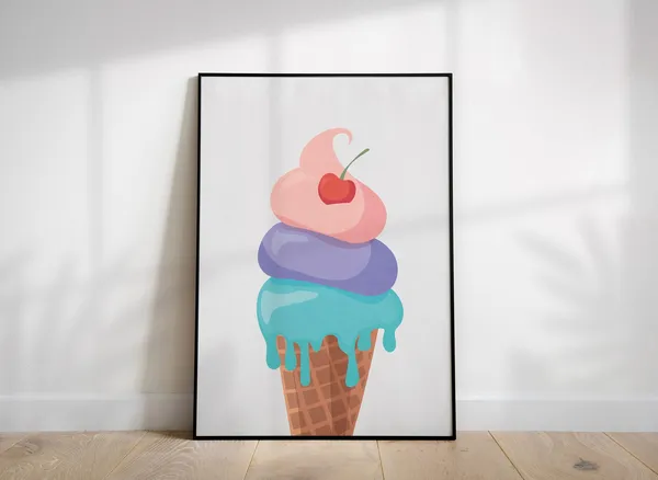 Ice Cream Art Print, Girl Nursery Decor