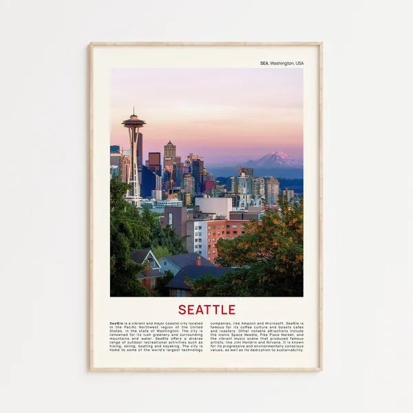 Seattle Travel Poster, Washington Wall Decor