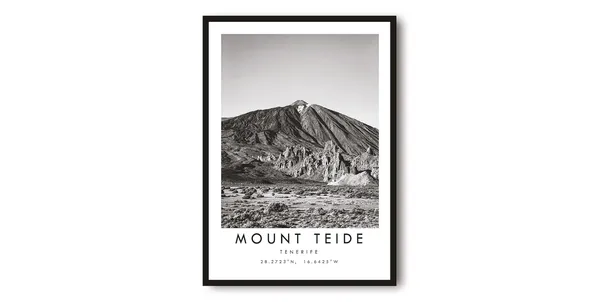 Mount Teide Black And White Art Print, Tenerife