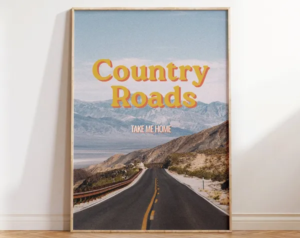 Retro Western Country Roads Poster Print