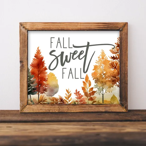 Fall Sweet Autumn Leaves Trees Watercolor Art Print