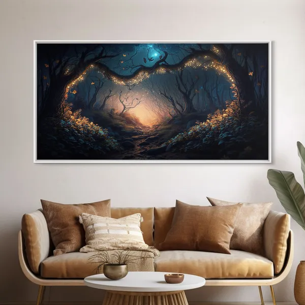 Wreath Of Fireflies Fantasy Art, Moonlit Forest Floor