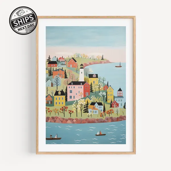 Rhoda Island Watercolor Travel Poster, New England