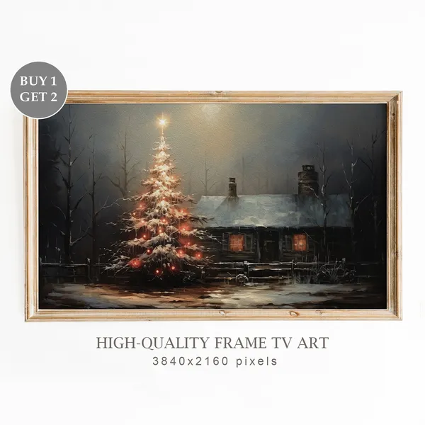 Moody Christmas Landscape Vintage Winter Poster