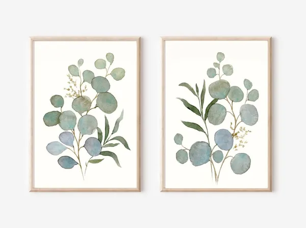 Eucalyptus Prints Set of 2, Watercolor Poster