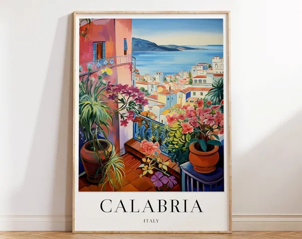 Calabria Vintage Travel Poster, Italian Decor