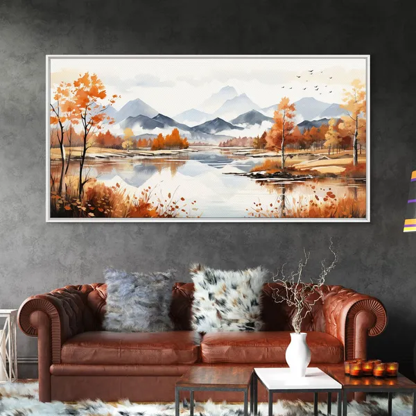 Mountain Valley Watercolor Art Print, Rolling Hills