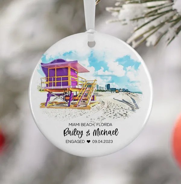 Custom Miami Beach Watercolor Travel Souvenir Art Print