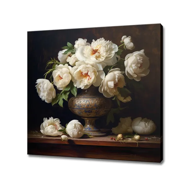 White Flowers Vintage Still Life Art Print, Floral