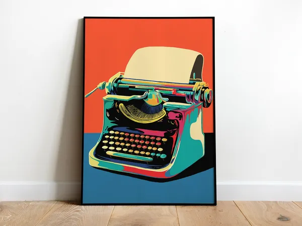Retro Typewriter Print, Maximalist Literary Art