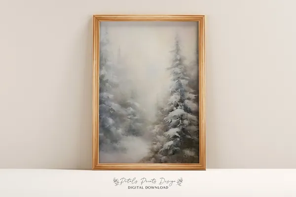 Christmas Pine Tree Vintage Holiday Art Print
