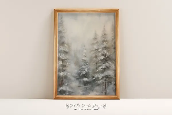 Christmas Pine Tree Rustic Vintage Holiday Art Print