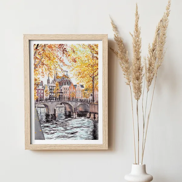 Amsterdam Travel Poster, Netherlands City Print