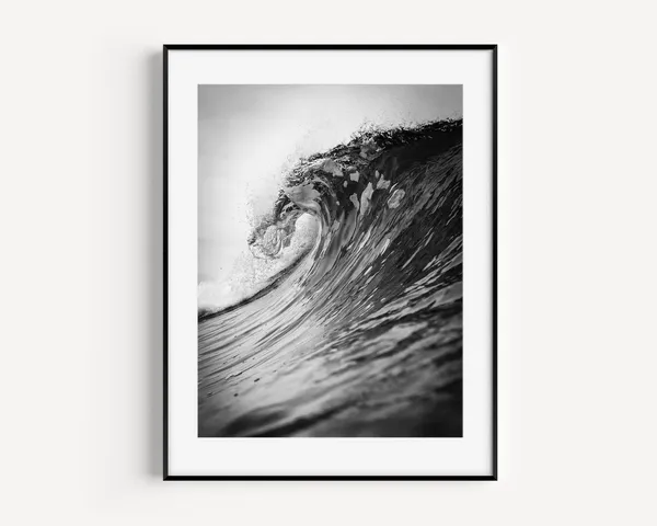 Ocean Waves Black and White Vintage Coastal Poster