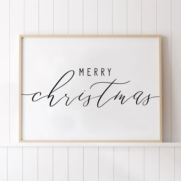 Modern Merry Christmas Print, Minimalist Holiday Sign