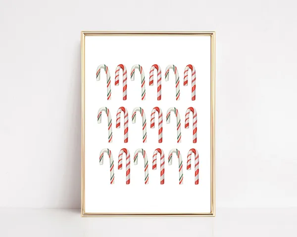 Christmas Candy Cane Decor, Classic Christmas Art Print