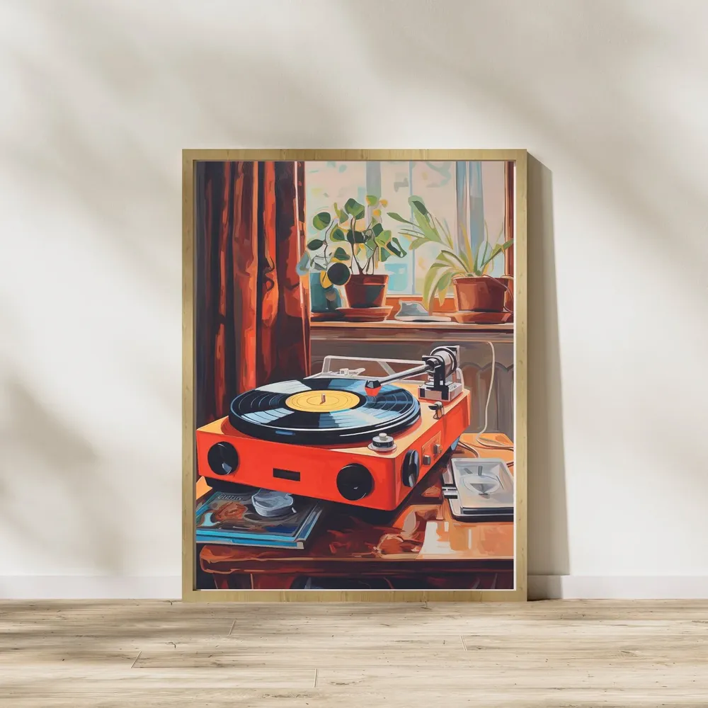 Vinyl Record Print Player Art Vintage Wall Music Retro Decor