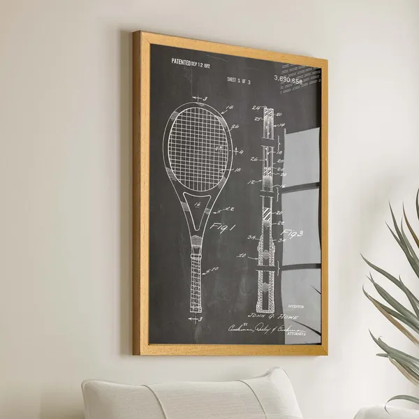 Tennis Racket Patent Poster, Blueprint Art Print