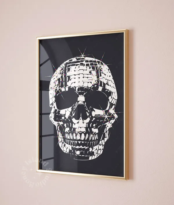 Disco Skull Halloween Poster, Party Wall Art