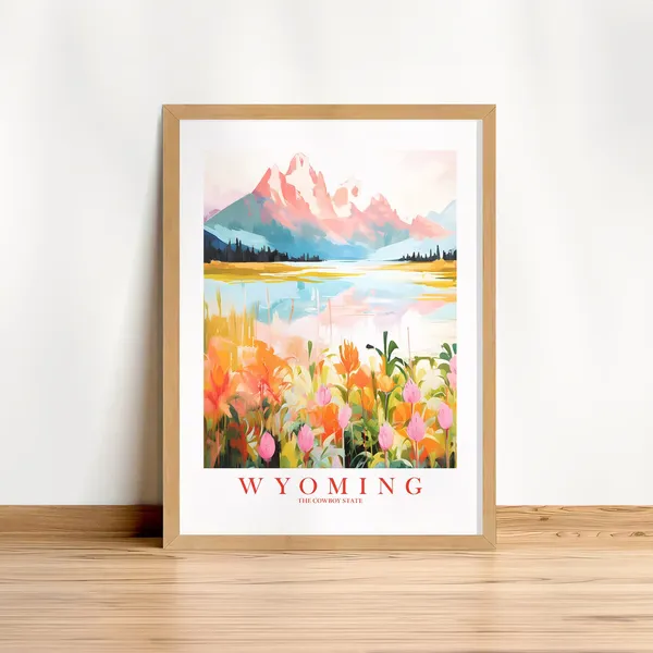Wyoming Retro Travel Poster, Grand Tetons National Park