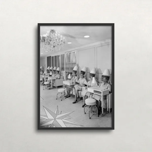 Women At Beauty Salon, Vintage Black And White Art Print