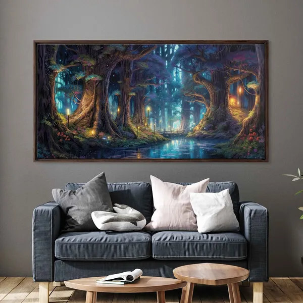 Enchanted Forest Pond Fantasy Landscape Art Print