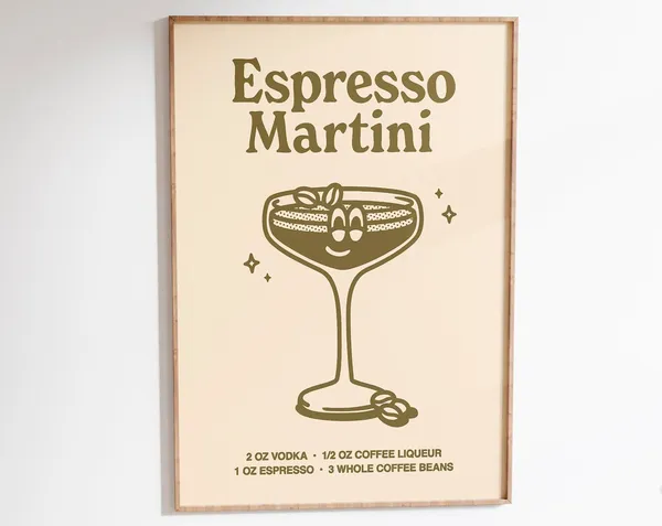 Espresso Martini Vintage Cocktail Art Print
