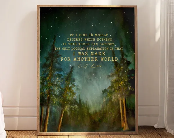 C.S. Lewis Quote Art Print, Christian Watercolor