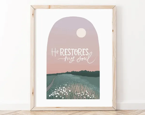 Psalm 23 Christian Bible Verse Art Print