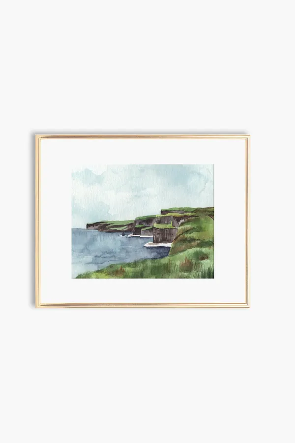 Cliffs Of Moher Watercolor Art Print, Ireland Landscape