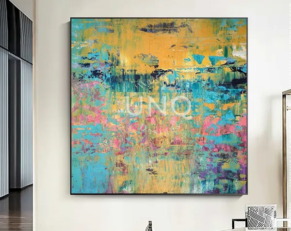Blue Textured Oil Painting, Modern Boho Art Print