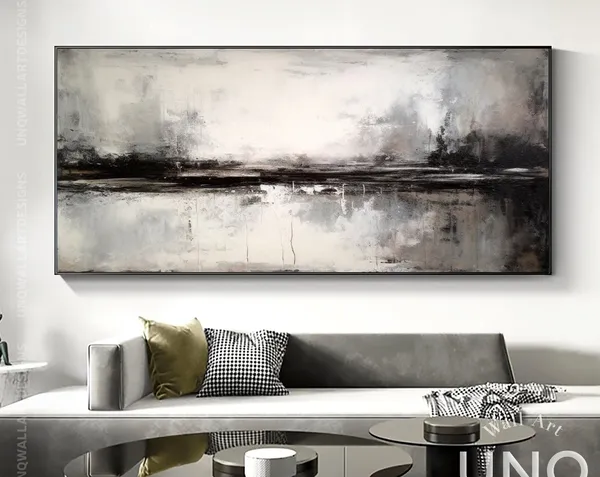 Abstract Landscape Art Print, Brown Grey Minimalist