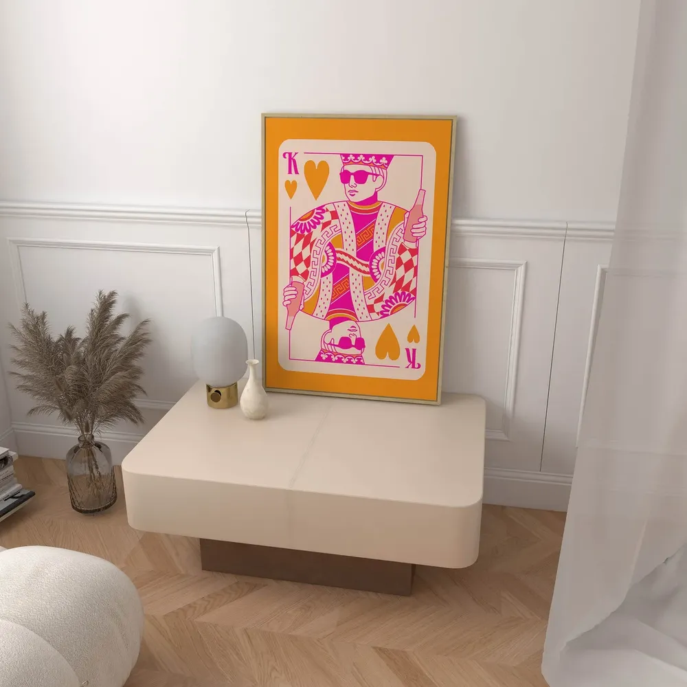 Pink and Orange Funky Retro Art Print - Image 2