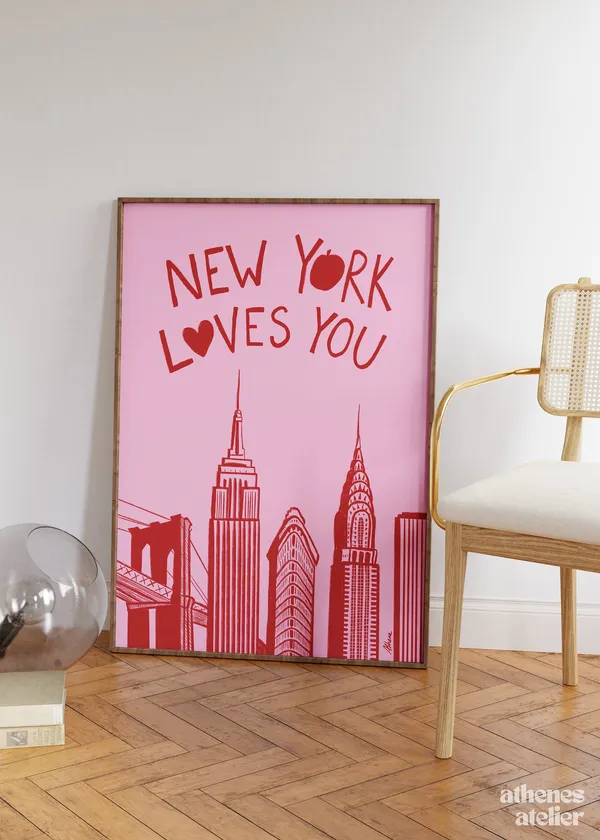 New York City Travel Poster, Apartment Decor Print