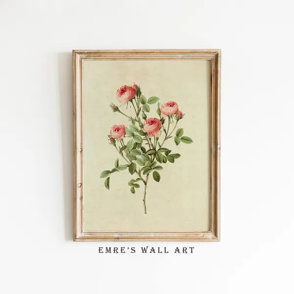 Still Life Roses Vintage Floral Art Print