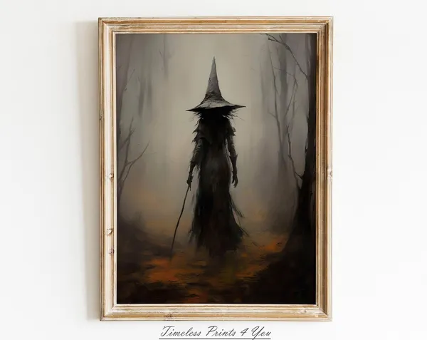 Witchcore Witch Art, Rustic Halloween Art Print