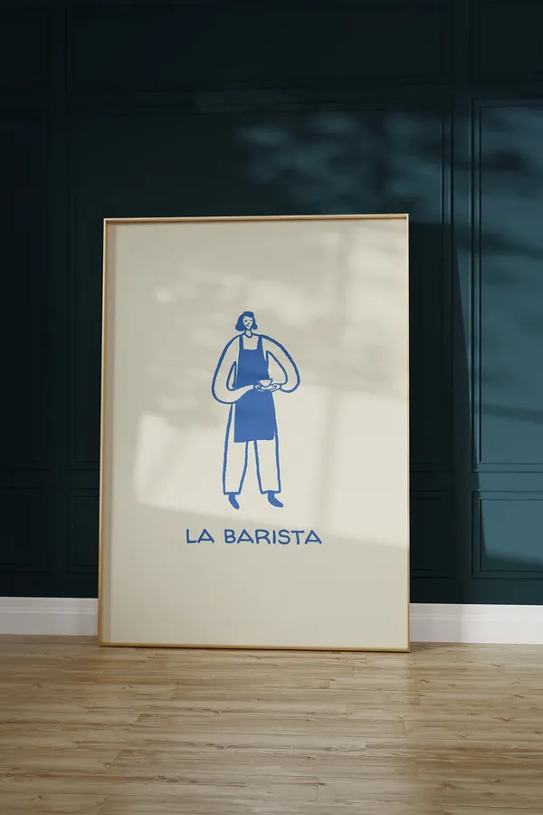 La Barista Minimalist Coffee Poster, Kitchen Decor