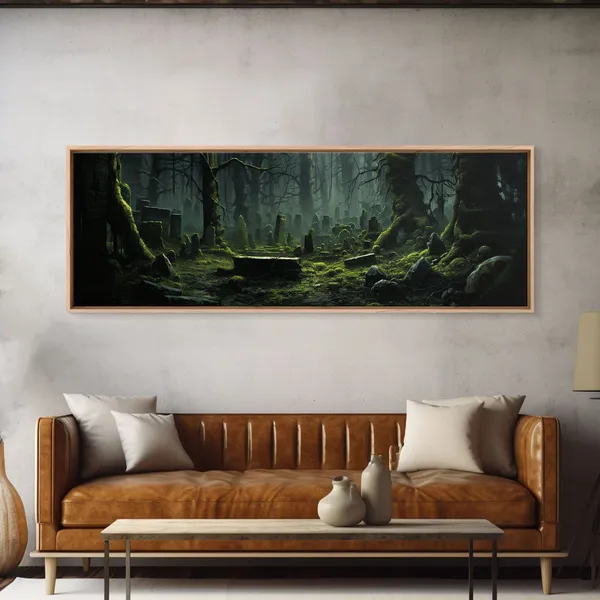 Reclaimed Graveyard Halloween Art Print, Panoramic