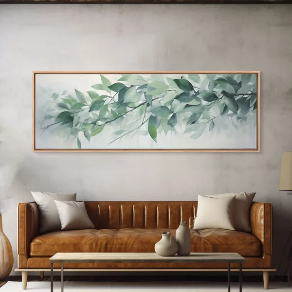 Green Botanical Oil Painting on Eucalyptus Art Print