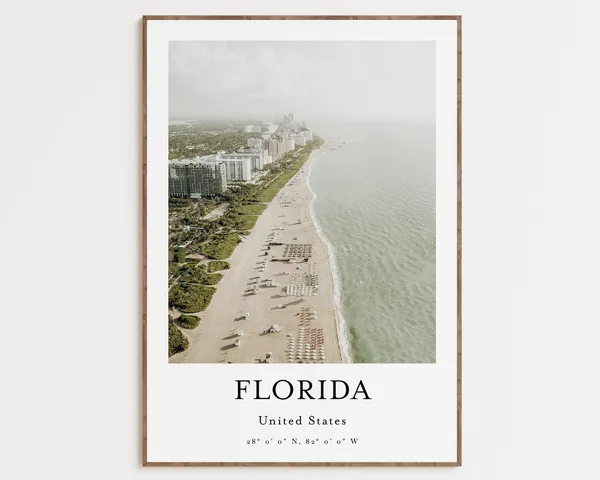 Miami Beach Travel Poster, Florida USA