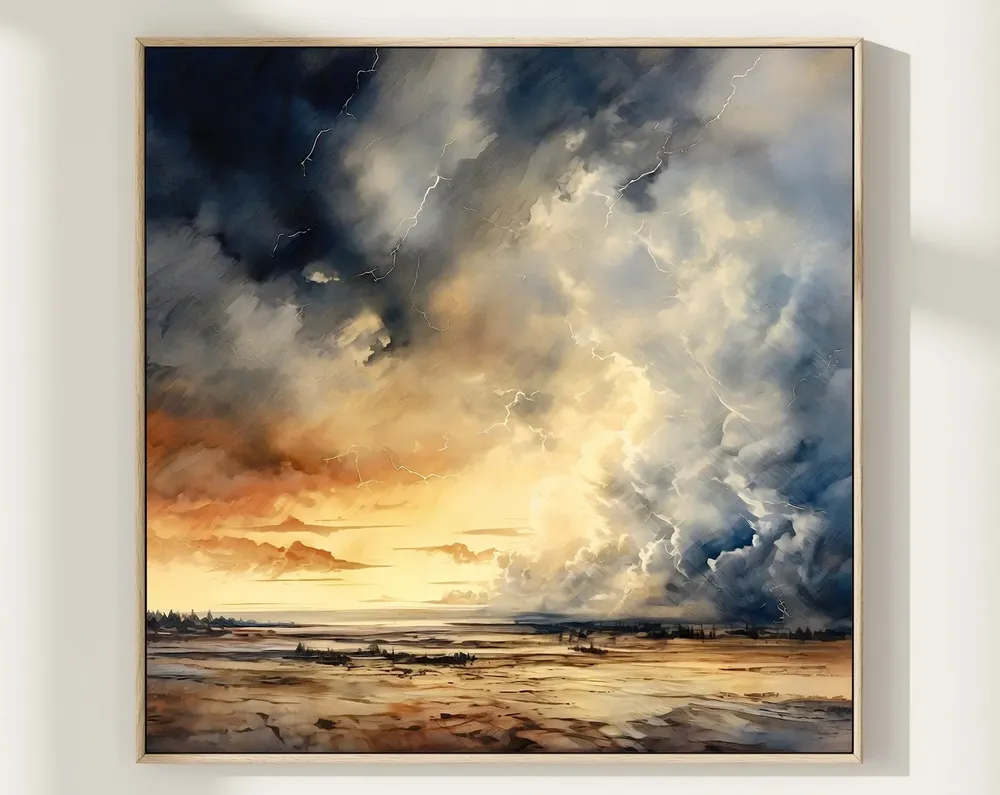 Stormy Skies Watercolor Landscape Art Print