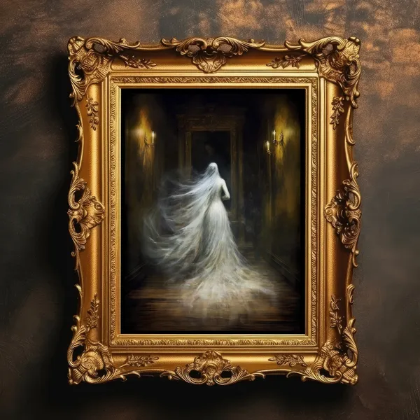Ghostly Lady in Haunted House, Gothic Art Print