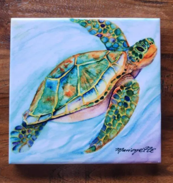 Swimming Sea Turtle Kauai Hawaii, Marionette Art Print
