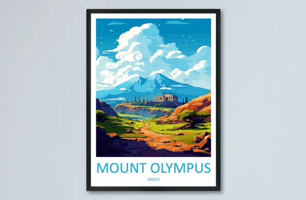 Mount Olympus Greece Travel Poster, Wall Art Print