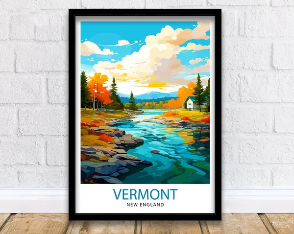 Vermont New England Travel Poster, Vermont Wall Decor