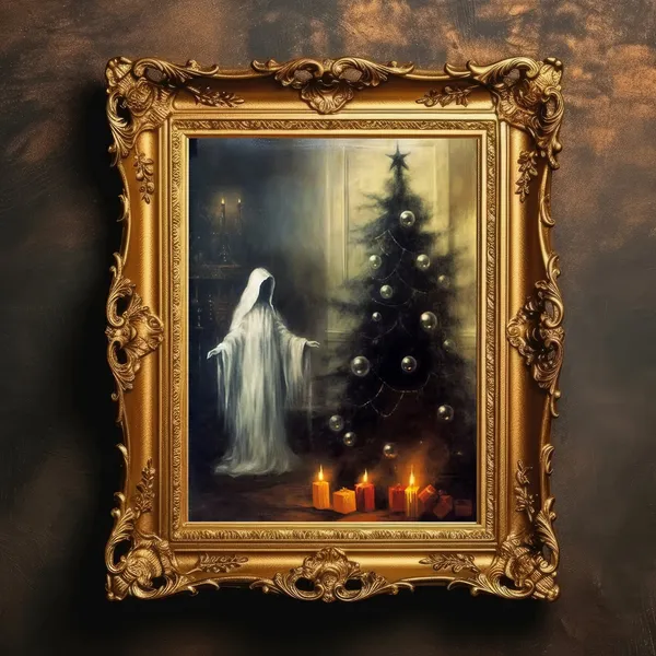 Spooky Christmas Tree Horror Vintage Art Print