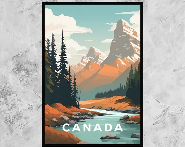 Canada Retro Travel Poster, Vintage Travel Print