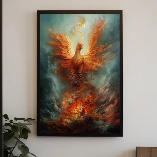 Fire and Water Phoenix Fantasy Wall Art Print